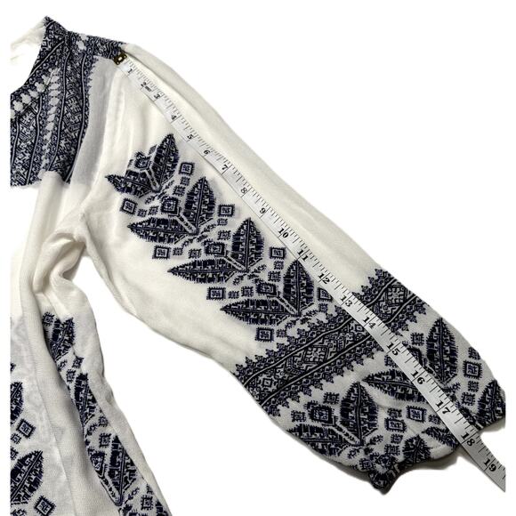 Pale Sky Women Pleated Tunic Top Boho Peasant Western Cowgirl, split neck top - Picture 8 of 8